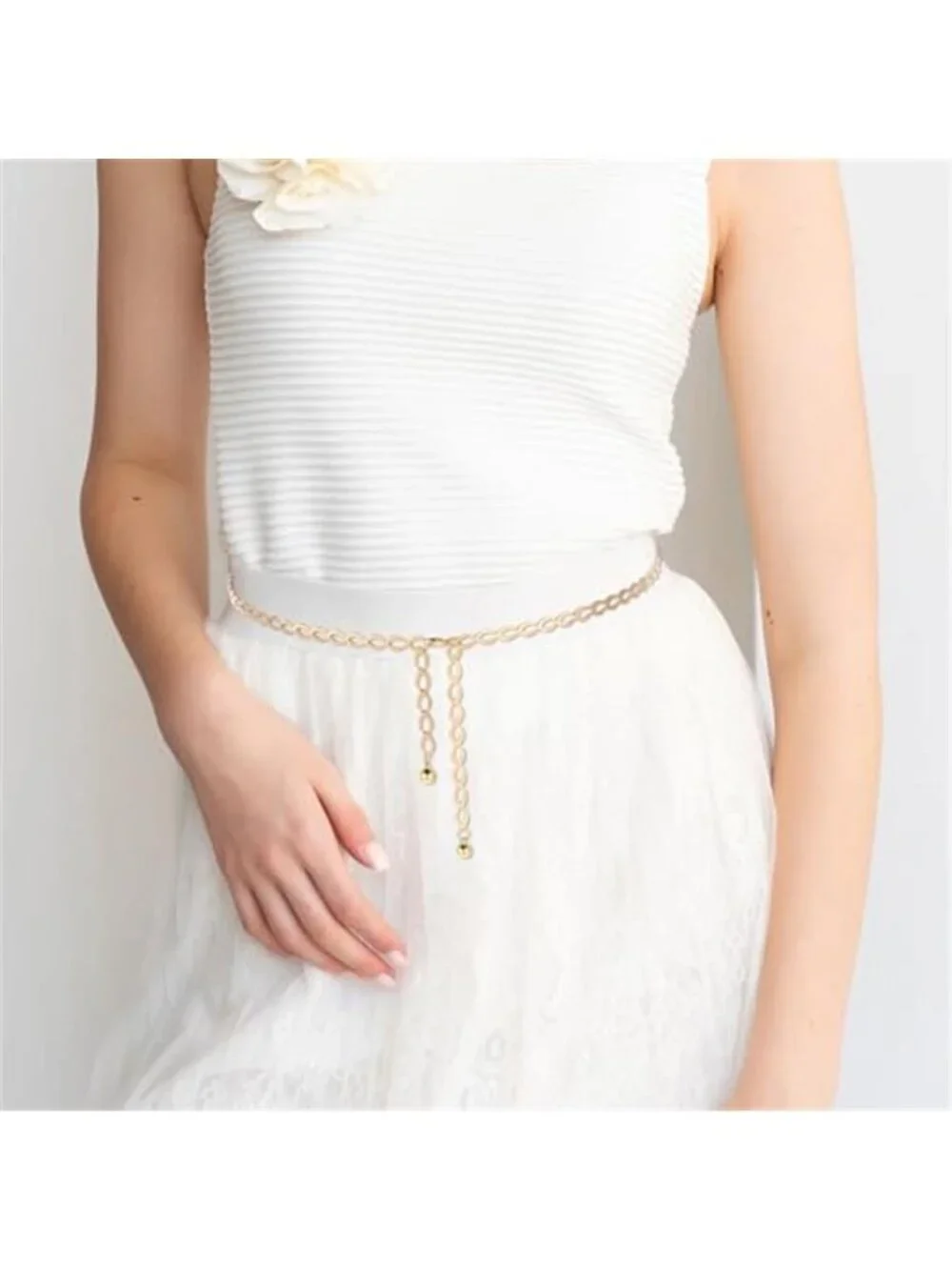 Metal Waist Chain Belt for Women, Dainty Body Link Jewelry, Adjustable Loin